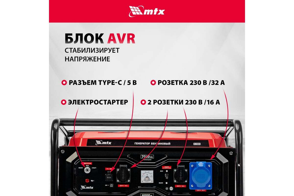 Генератор бензиновый MTX RS-9000E