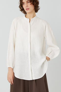 Рубашка покроя реглан из белого льна с вискозой