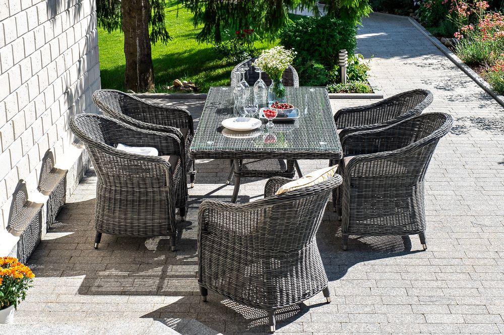 "Эспрессо" обеденная группа плетеная, цвет графит