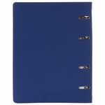 Тетрадь на кольцах А5 (180х220мм), 120 листов, под фактурную кожу, BRAUBERG "Fusion", синий/оранжевый, 129994