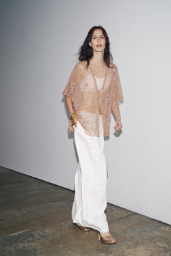 ZARA БЛУЗА С ВЫШИВКОЙ — ZW COLLECTION, ЦВЕТ РОЗОВОГО ДЕРЕВА