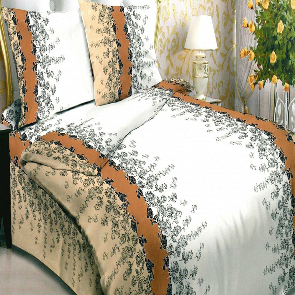 Комплект постельного белья "ВЛ. ЦВЕТОЧНЫЙ БЛЮЗ", бязь, 100% хлопок, Россия.