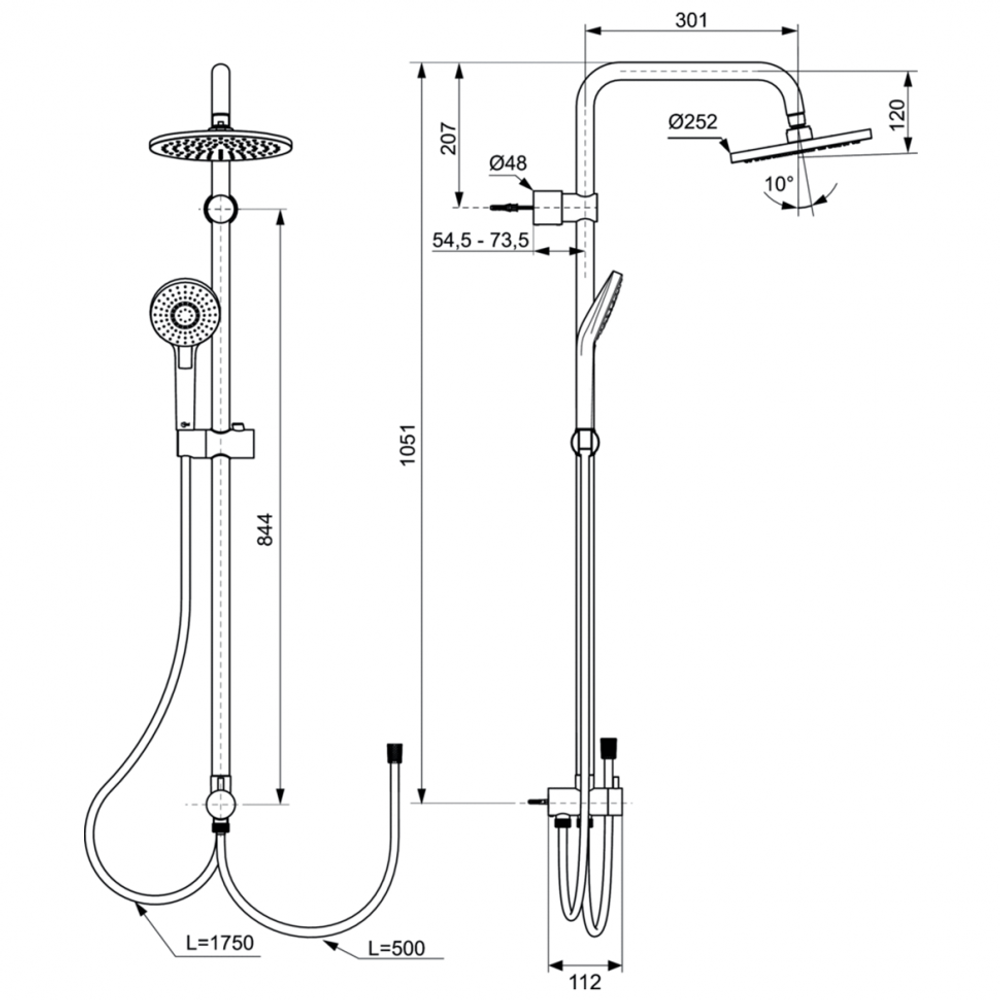 Душевая система Ideal Standard IDEALRAIN ECO EVO A6943AA