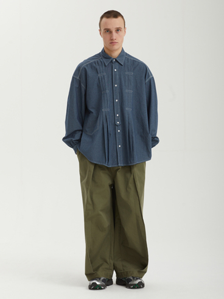 Мужская Рубашка Pleated Chambray
