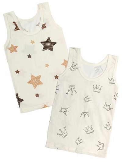 Набор маек 2шт. Короны, звездочки без рукавов, р.92, бежевый (Bloom Baby)
