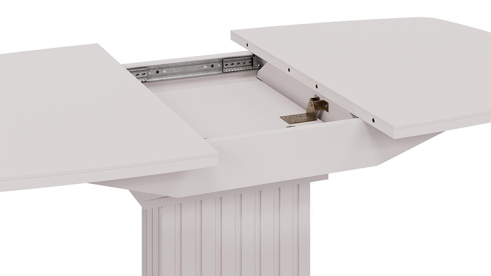 Стол кухонный обеденный раздвижной Белый глянец/Стекло глянцевое белое 130(162)х80х75 см