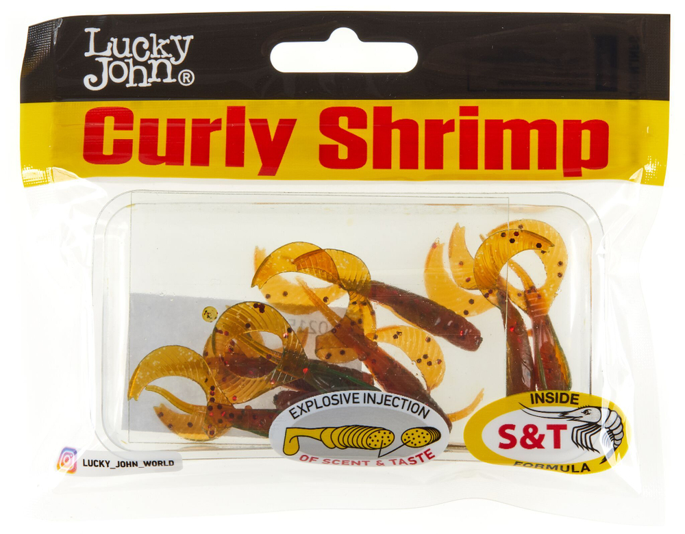 Мягкая приманка Lucky John Curly Shrimp 2in (50 мм), цвет PA16, 10 шт.