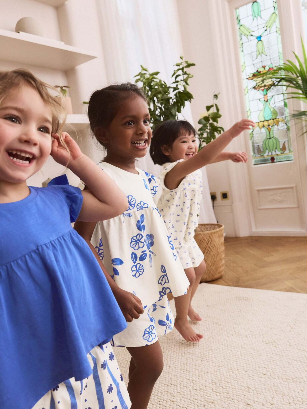 Пижама для девочки Next AC0-799, 3 шт., Молочный, Синий