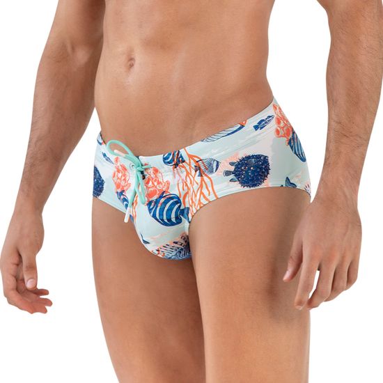 Мужские плавки голубые с принтом Clever Moda ACUATIC SWIMSUIT BRIEF 164407