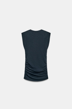 ZARA ТОП С БОКОВЫМИ СБОРКАМИ, АНТРАЦИТОВЫЙ