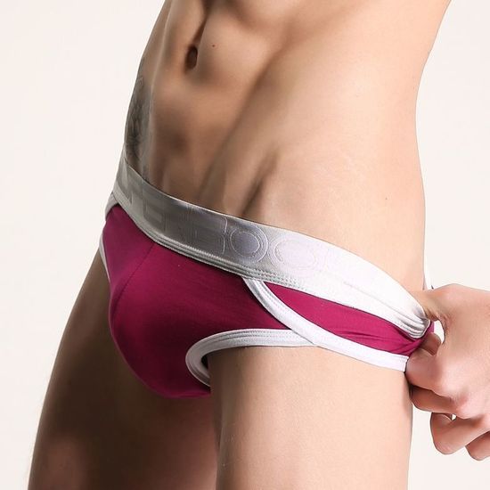Мужские трусы брифы фиолетовые с серебристой резинкой Superbody Pink Brief