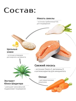 Корм для собак мелких пород, с лососем, 2.5 кг