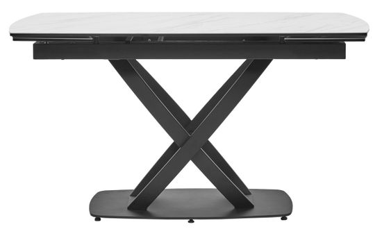 Стол FOGGIA 140 KL-99 Белый мрамор матовый, итальянская керамика/черный каркас