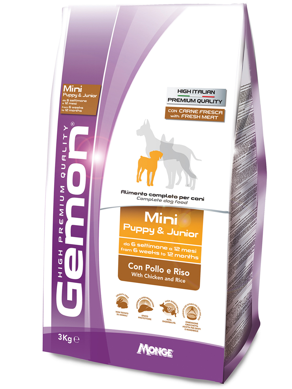 Сухой корм Gemon Dog Mini для щенков мелких пород, с курицей с рисом 3 кг