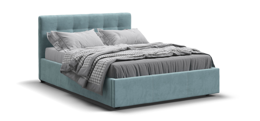 Белла Кровать+ПМ 140 Велюр Монолит аква