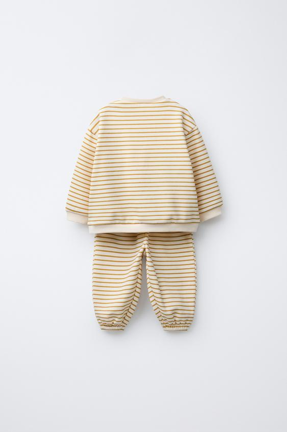 ZARA КОМПЛЕКТ ИЗ ТОЛСТОВКИ И БРЮК-ДЖОГГЕРОВ В ПОЛОСКУ, ОХРА