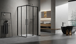 Душевой уголок Slim 8mm VSS-6SL900CLB, 900*900, черный, стекло прозрачное