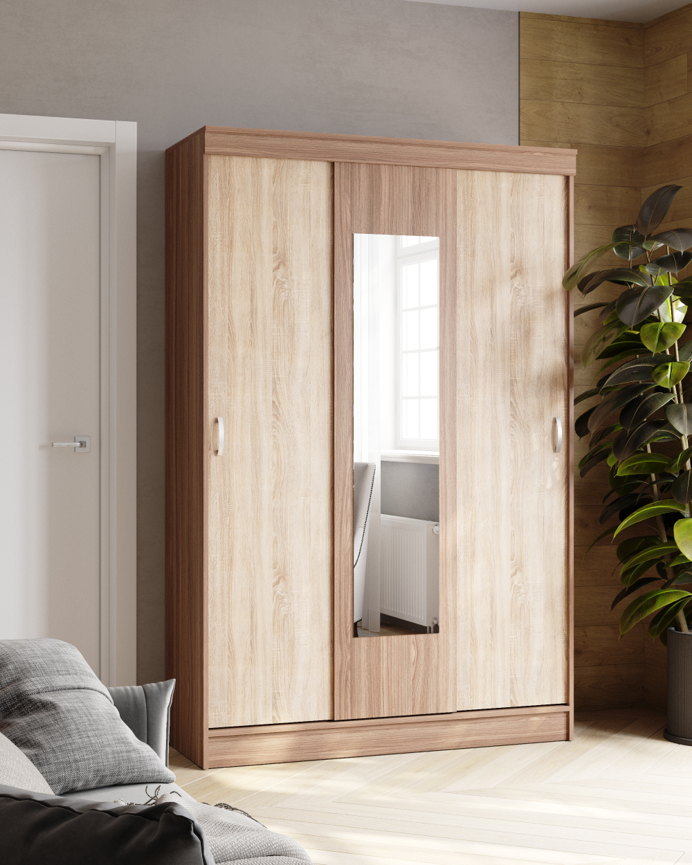 Шкаф-купе Бася ясень шимо/дуб сонома