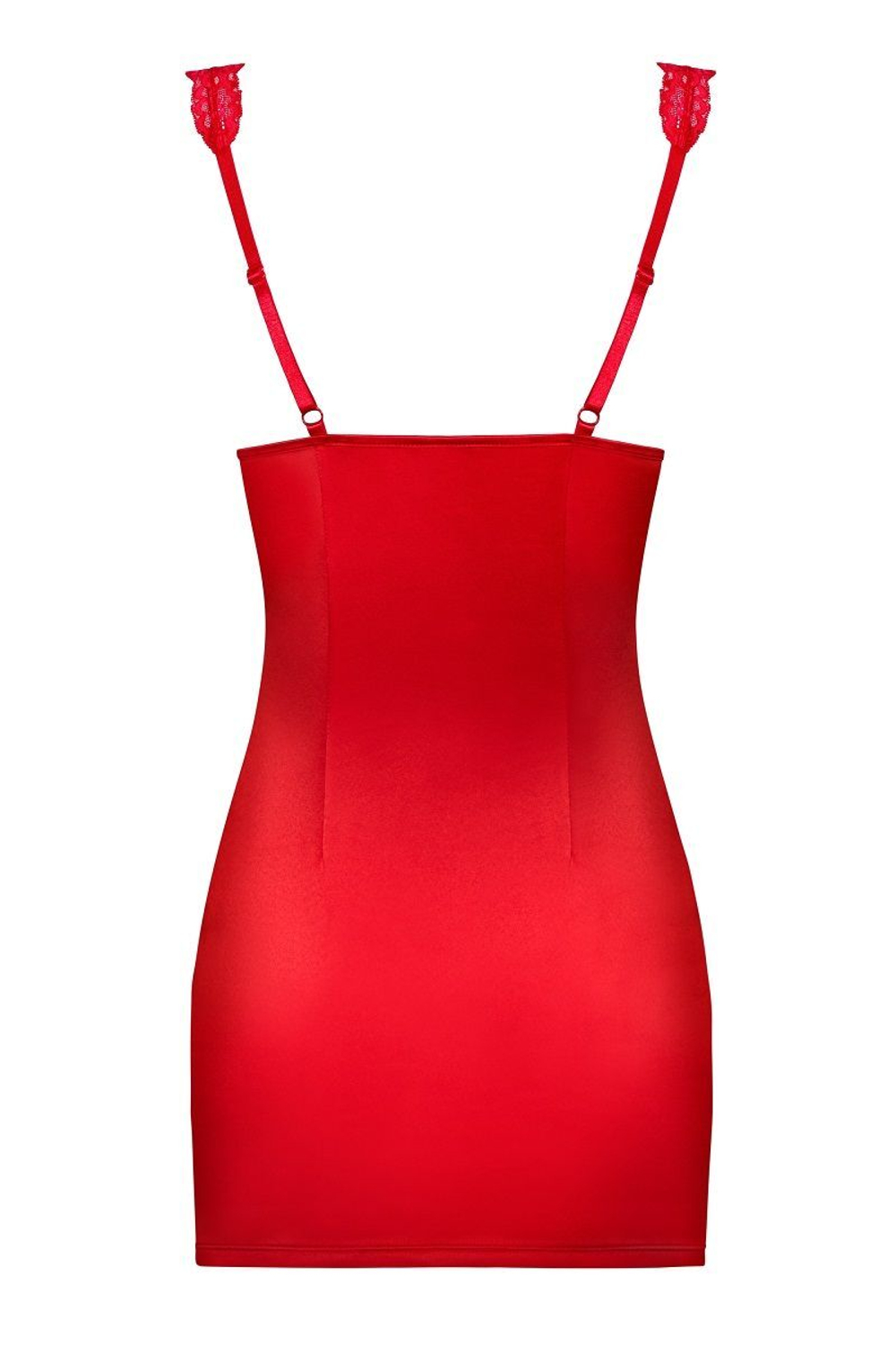 Атласная сорочка с кружевной отделкой Secred (Размер: S-M) (Цвет: красный)