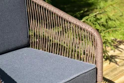 "Канны" лаунж-зона 4-местная из роупа со столиком "Канны" (серый гранит), основание дуб, роуп коричневый