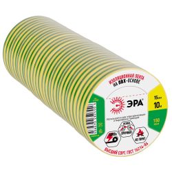 Изолента ЭРА ET1510YG ПВХ 15мм х 10м желто-зеленая