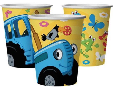 Стаканы (250 мл) Синий трактор, С Днем Рождения!, 6 шт.
