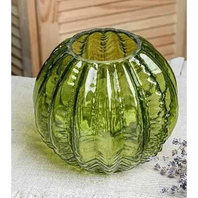 Ваза Плиссе малая d-170мм h-160мм Олива