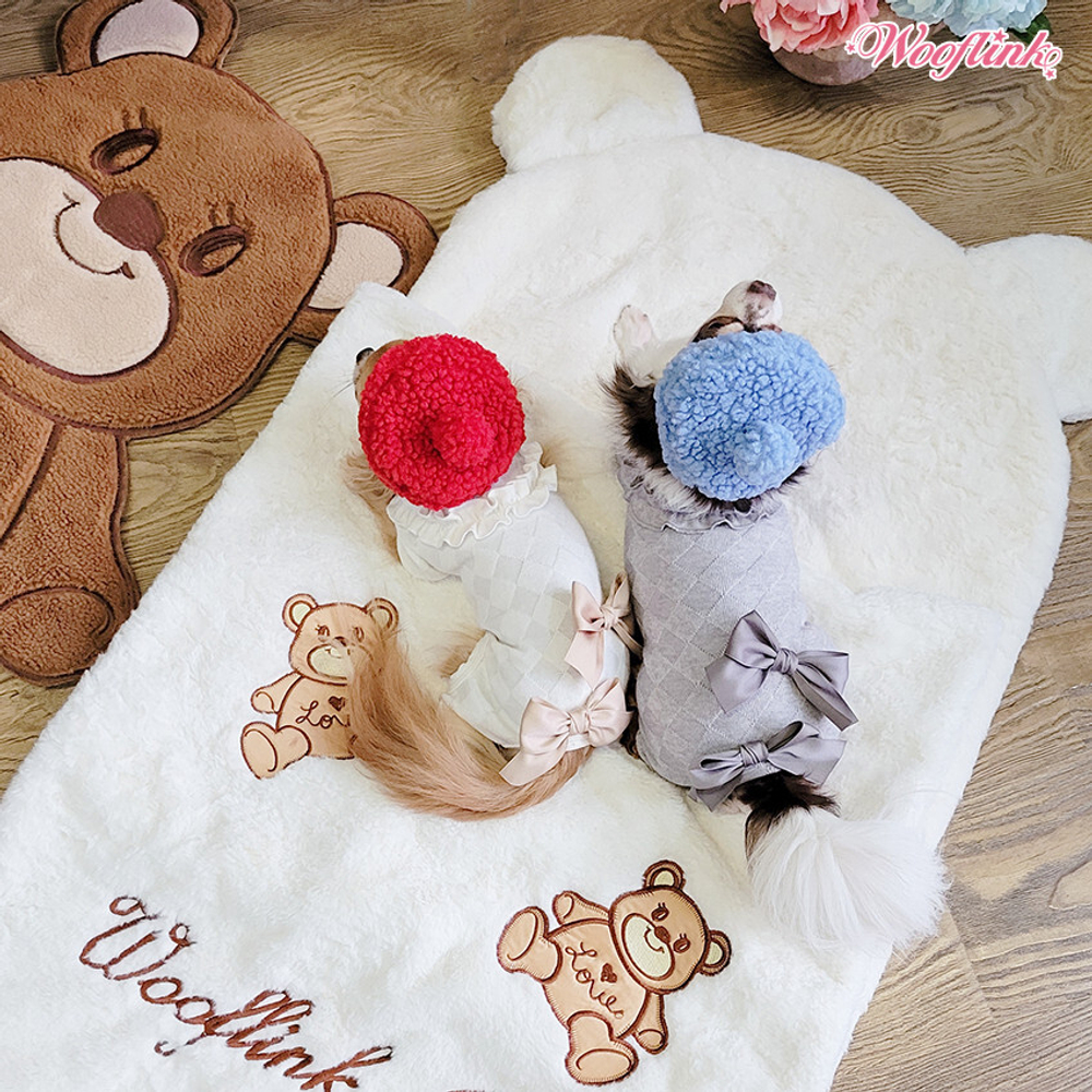 017 Комплект молочный: коврик + плед для маленьких собак "Мишки" / "Teddies" Wooflink