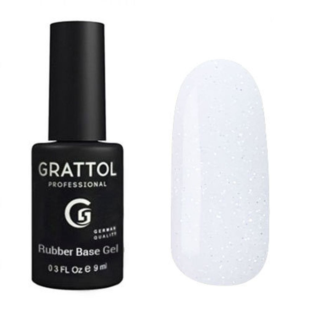 Grattol Rubber Base Glitter №1, 9 мл