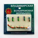 Мормышка Владимирская 515 "Гвоздик рифленый (Радуга) с кристаллом", 2.5мм, 0.7гр (10шт/уп)