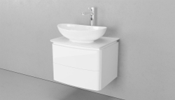 Тумба подвесная VELVEX Luna 60 белая с раковиной VELVEX Гамма 56