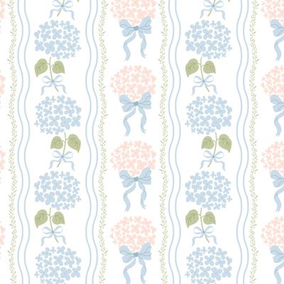 Ретро полосатый цветущий сад с гортензиями