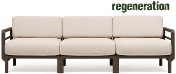 Диван пластиковый с подушками Maximo 3 терра/жемчуг