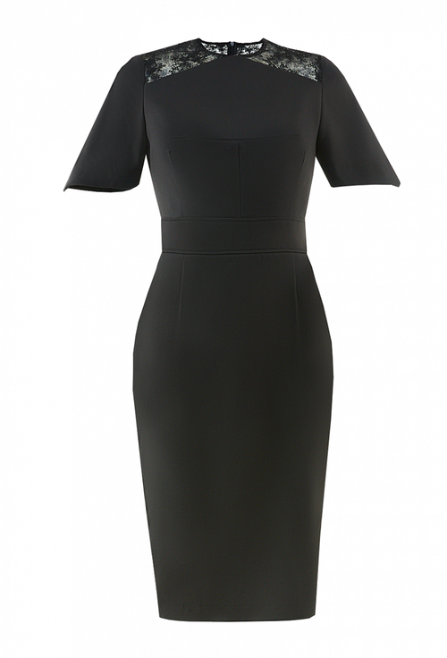 Платье-футляр из костюмной ткани чёрное 08-03-20 SS