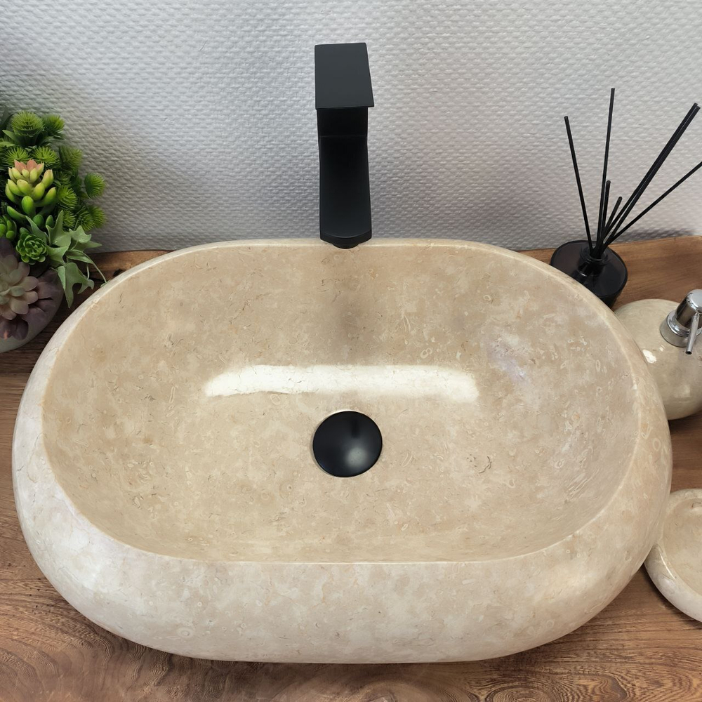 Раковина из мрамора Oval Donat Cream OM-63046 55*38*15 31