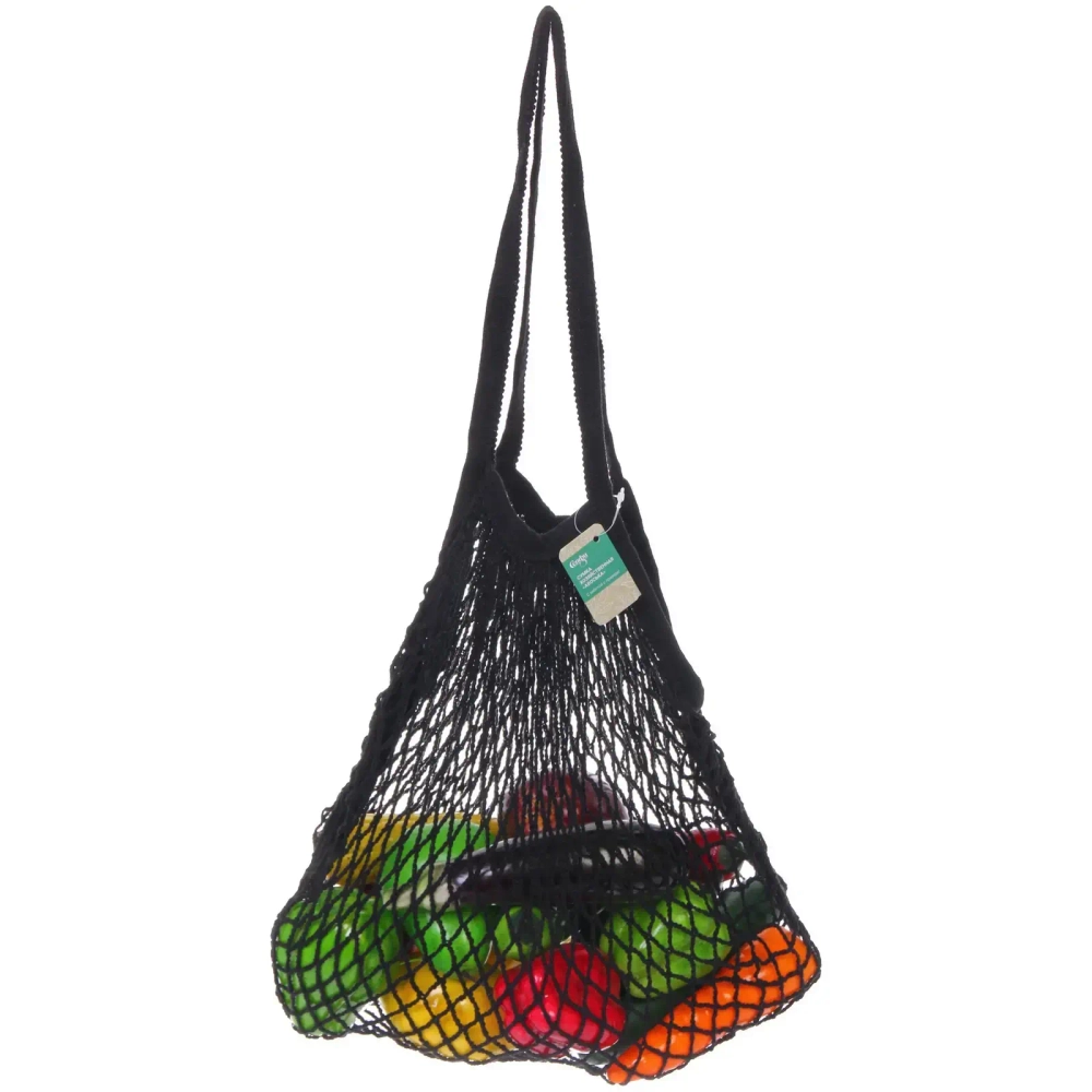 Сумка - шоппер авоська «ТРЕНДИ», цвет черный, 37*62см (лейбл Селфи)