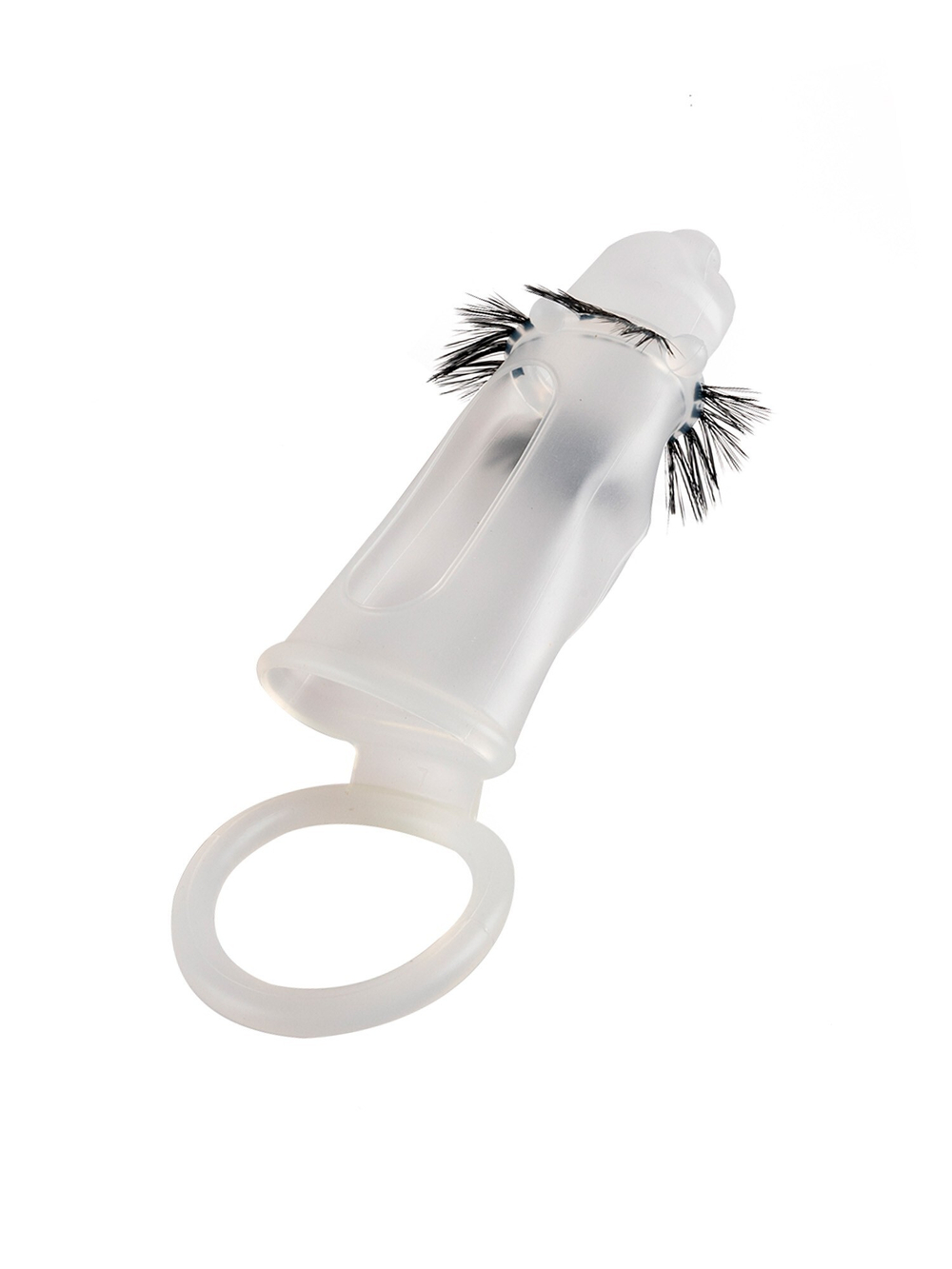 Эластичная насадка на пенис с подхватом мошонки и стимулирующими «ресничками» (Цвет: белый)