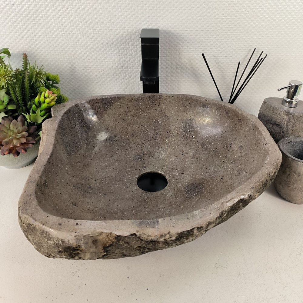 Каменная раковина из речного камня RS-05592 (48*44*15) 0856 из натурального камня