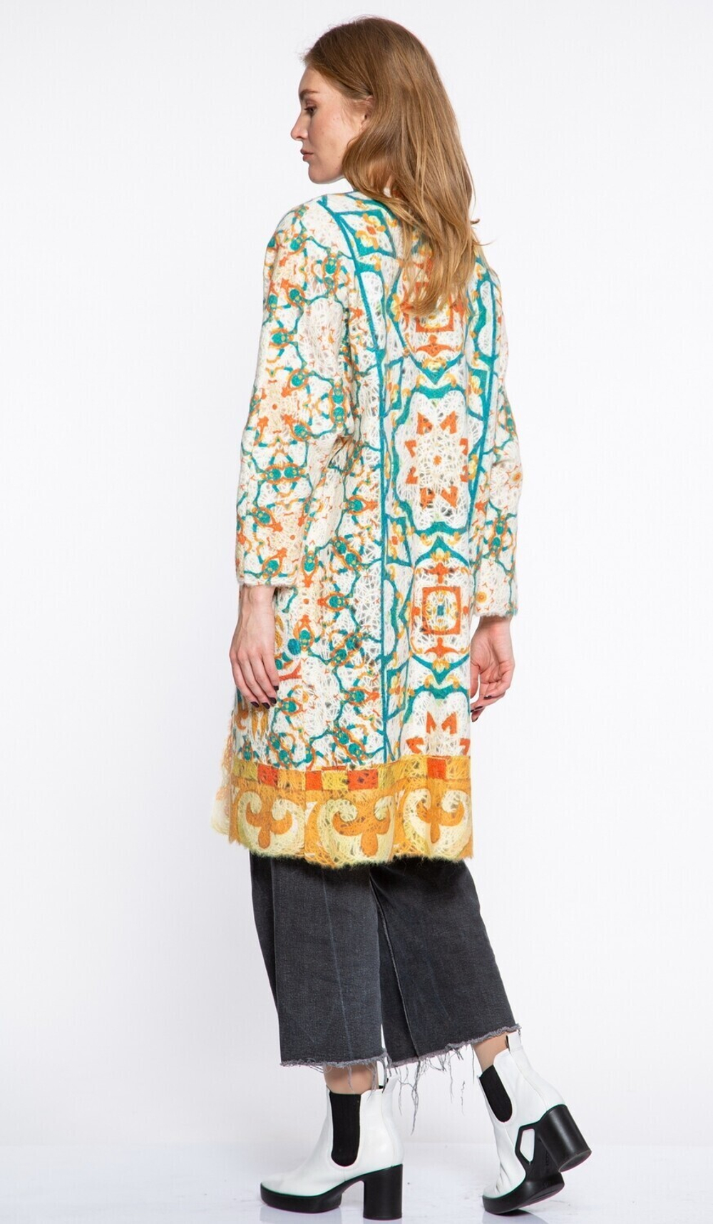 Кардиган "Скифский шик", по мотивам древнего войлочного ковра Пазырыкской культуры восточных скифов, более 2000 тыс. лет