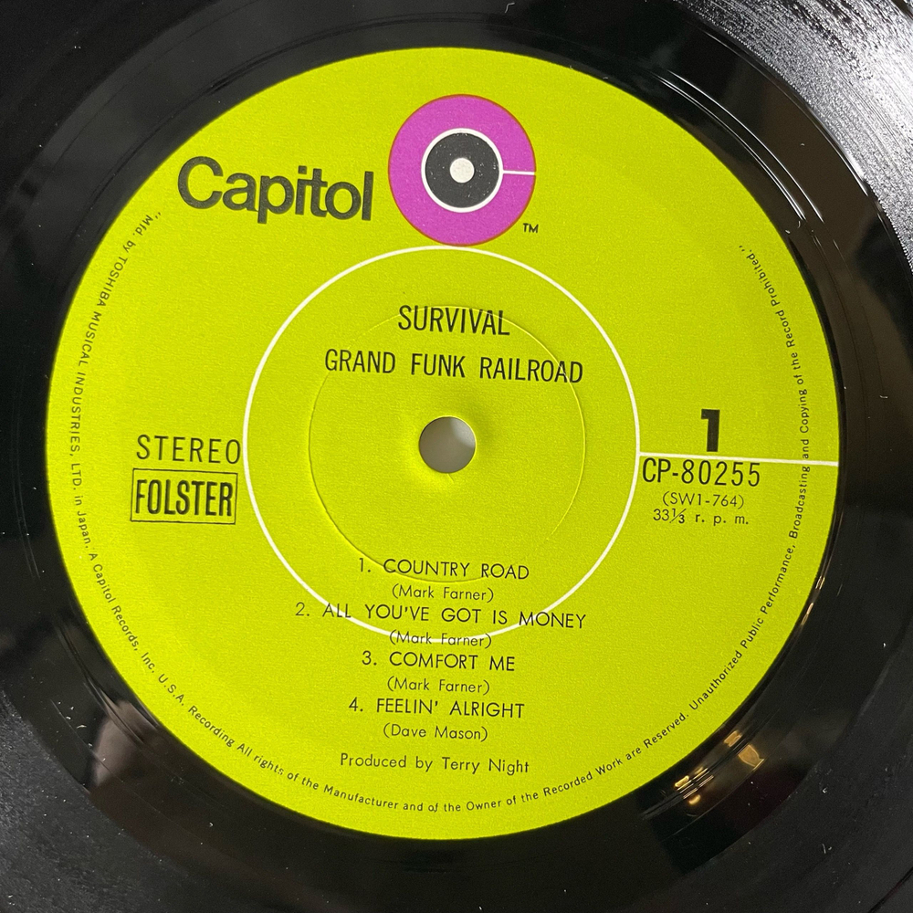 Винтажная виниловая пластинка LP Grand Funk Railroad Survival (Япония 1971) (Без Оби) (3 фото)