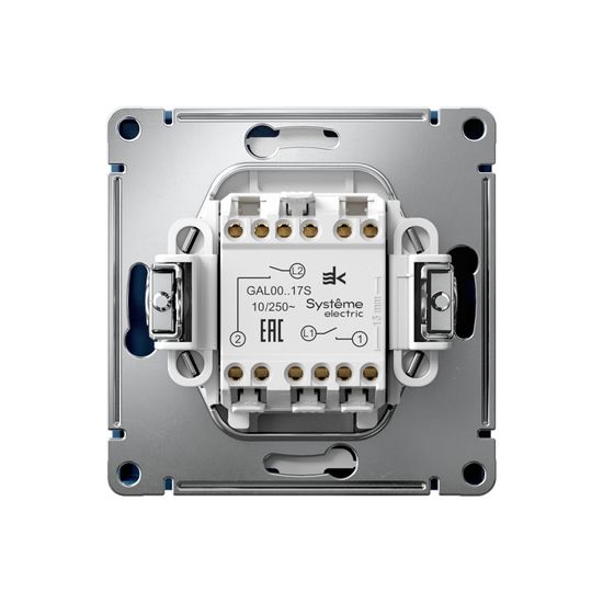 Выключатель кнопочный 2-кл. ArtGallery 10AX быстрозажим. клем. механизм аквамарин SE GAL001117S