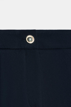 ZARA БРЮКИ ПАЛАЦЦО С ЗОЛОТИСТОЙ ПУГОВИЦЕЙ, МОРСКОЙ СИНИЙ