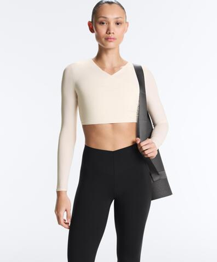 Oysho Лонгслив Light Touch, светлый экрю