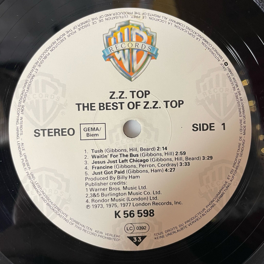 Винтажная виниловая пластинка LP The Best Of ZZ Top (Germany 1983)