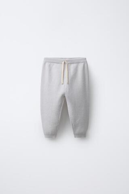 ZARA ТРИКОТАЖНЫЕ БРЮКИ-ДЖОГГЕРЫ, СВЕТЛО-СЕРЫЙ