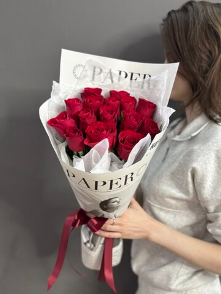 Букет из 15 красных роз (Кения 40 см)