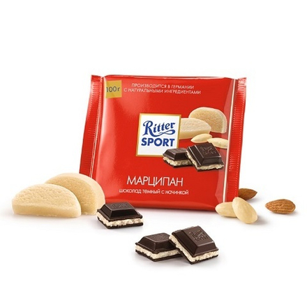 Ritter Sport шоколад темный Марципан, 100 гр