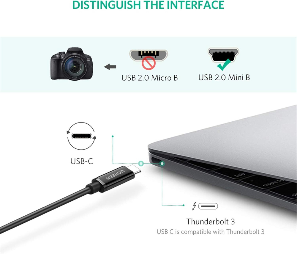 Кабель USB-С - mini USB, 480Mbps, 1m. UGREEN 50445