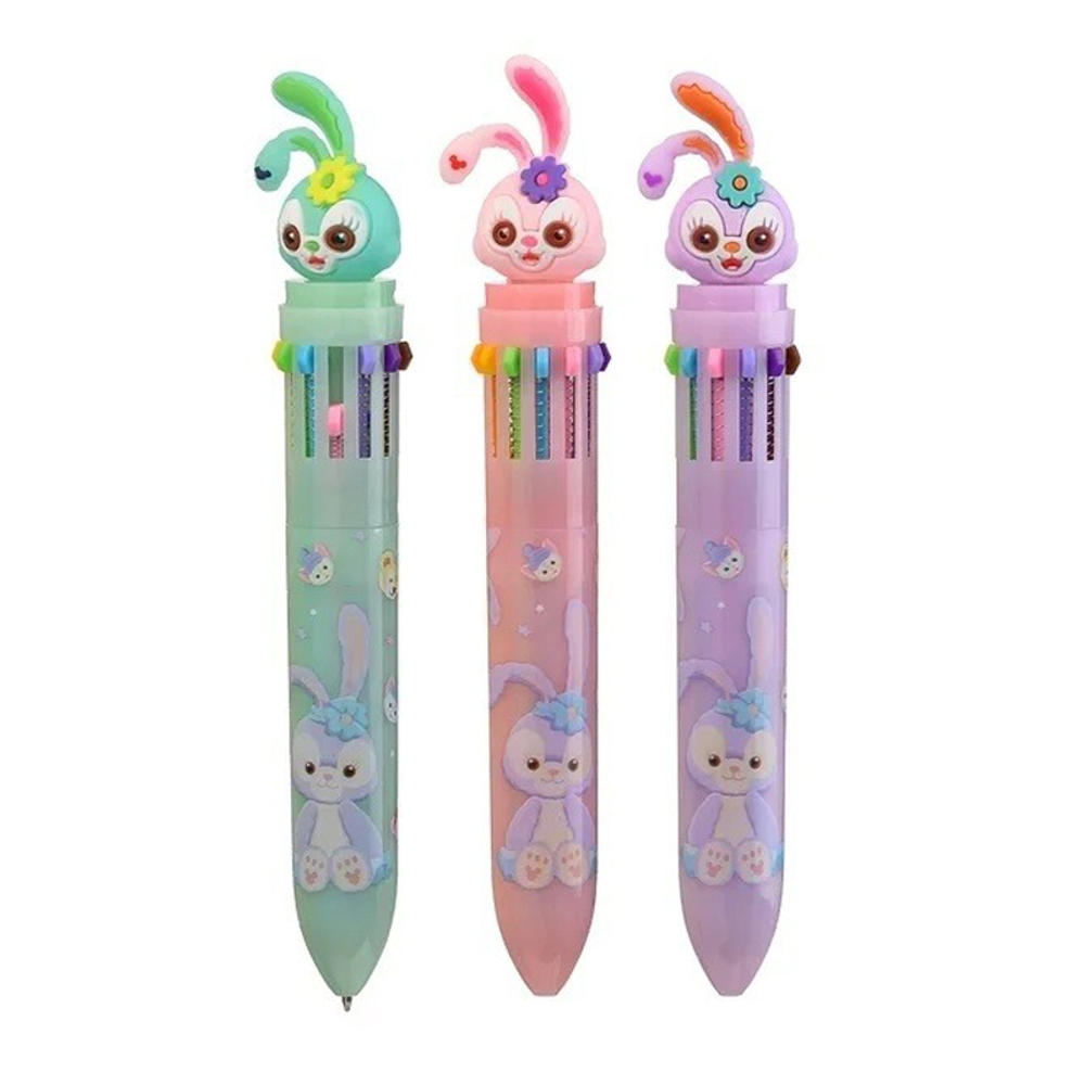 Ручка шариковая, автоматическая, 12в1, Basir, серия "Зайчик", 12-ти цветная, с резиновой фигуркой, 24 шт