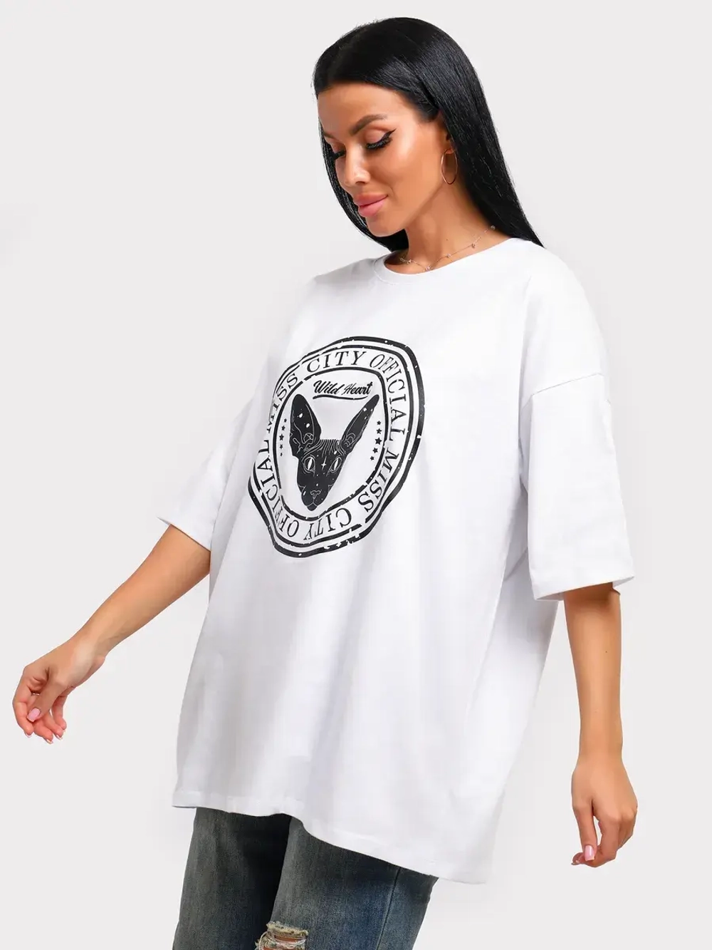 Футболка оверсайз больших размеров принт